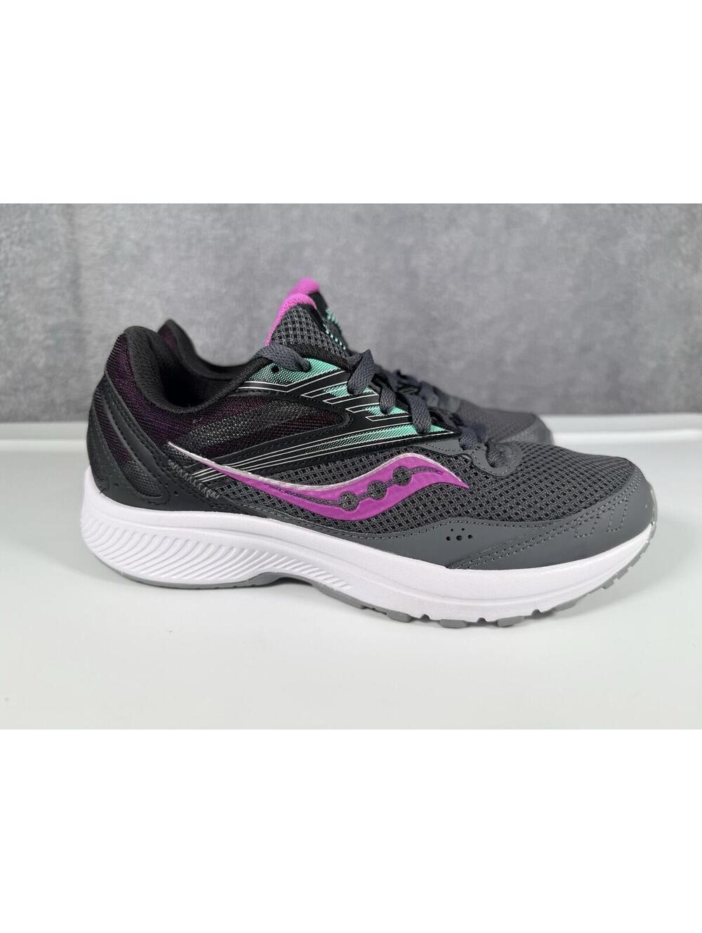 Saucony Cohesion 15 Women's Running Shoes Grey Purple Razzle S10701-17 Size 7.5